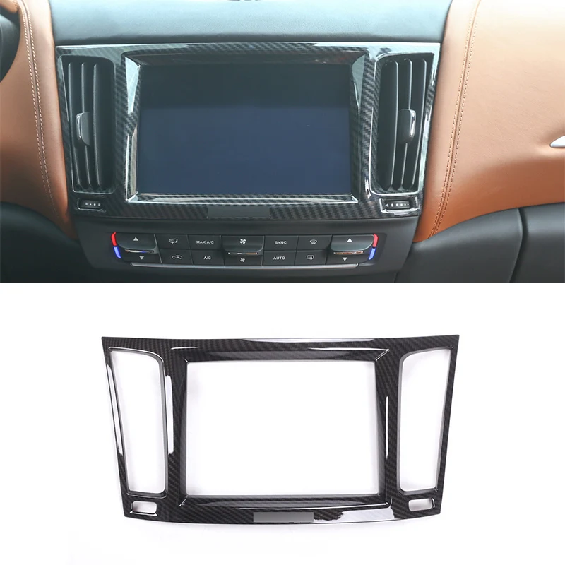 

Carbon Fiber ABS Chrome Navigation Decorative Frame Trim For Maserati Levante 2016 Car Accessories