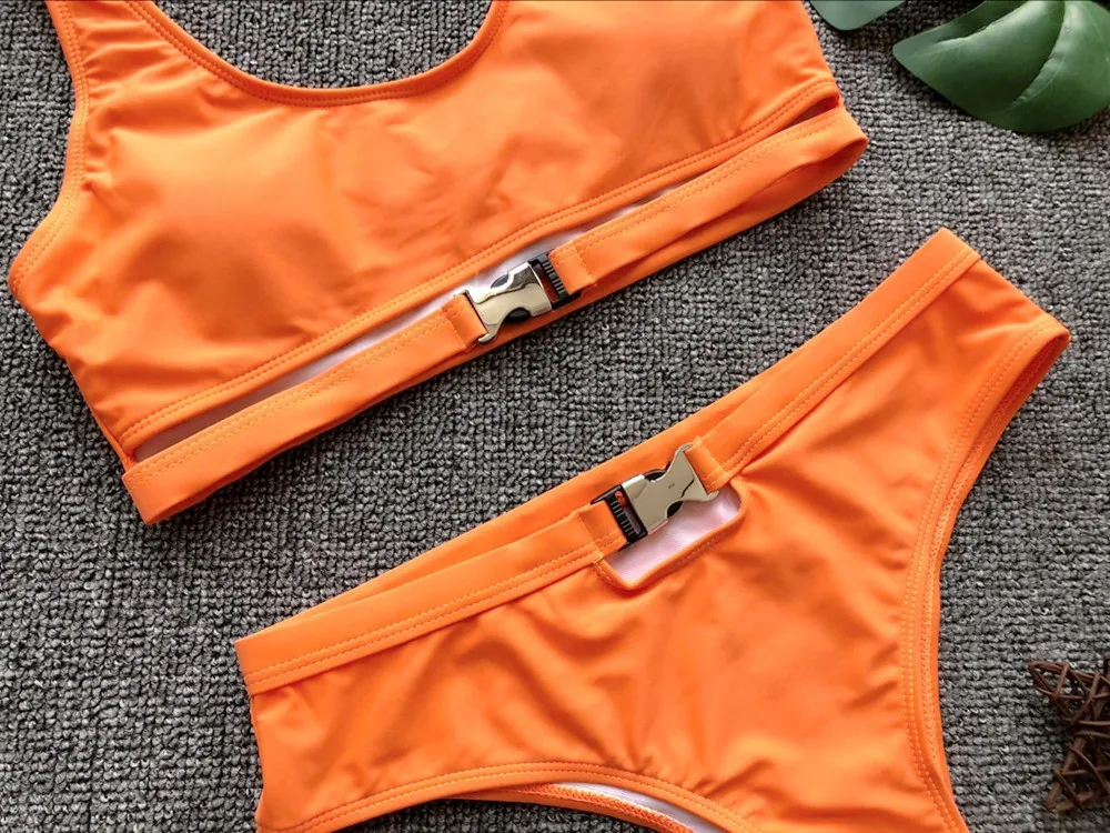 

2019 High Waist New Summer Women Solid Bikini Set Push-up UnPadded Bra Swimsuit Swimwear Triangle Bather Suit Swimming Suit