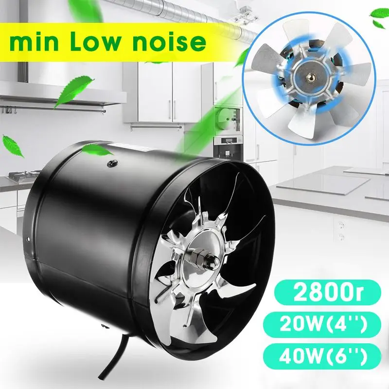 

4/6'' Window Dusted Fans Kitchen Bathrom Air Vent Inline Pipe Duct Fan Home Vents Ventilation Booster Blower Exhaust Fan
