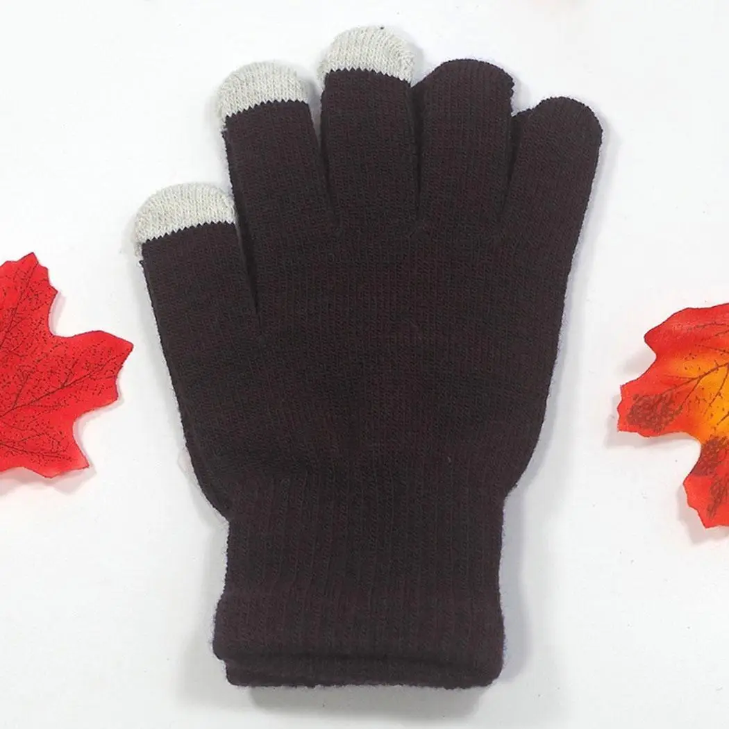Унисекс трикотажный подогреватель перчатки сенсорный экран зима пара рук перчатки пэчворк