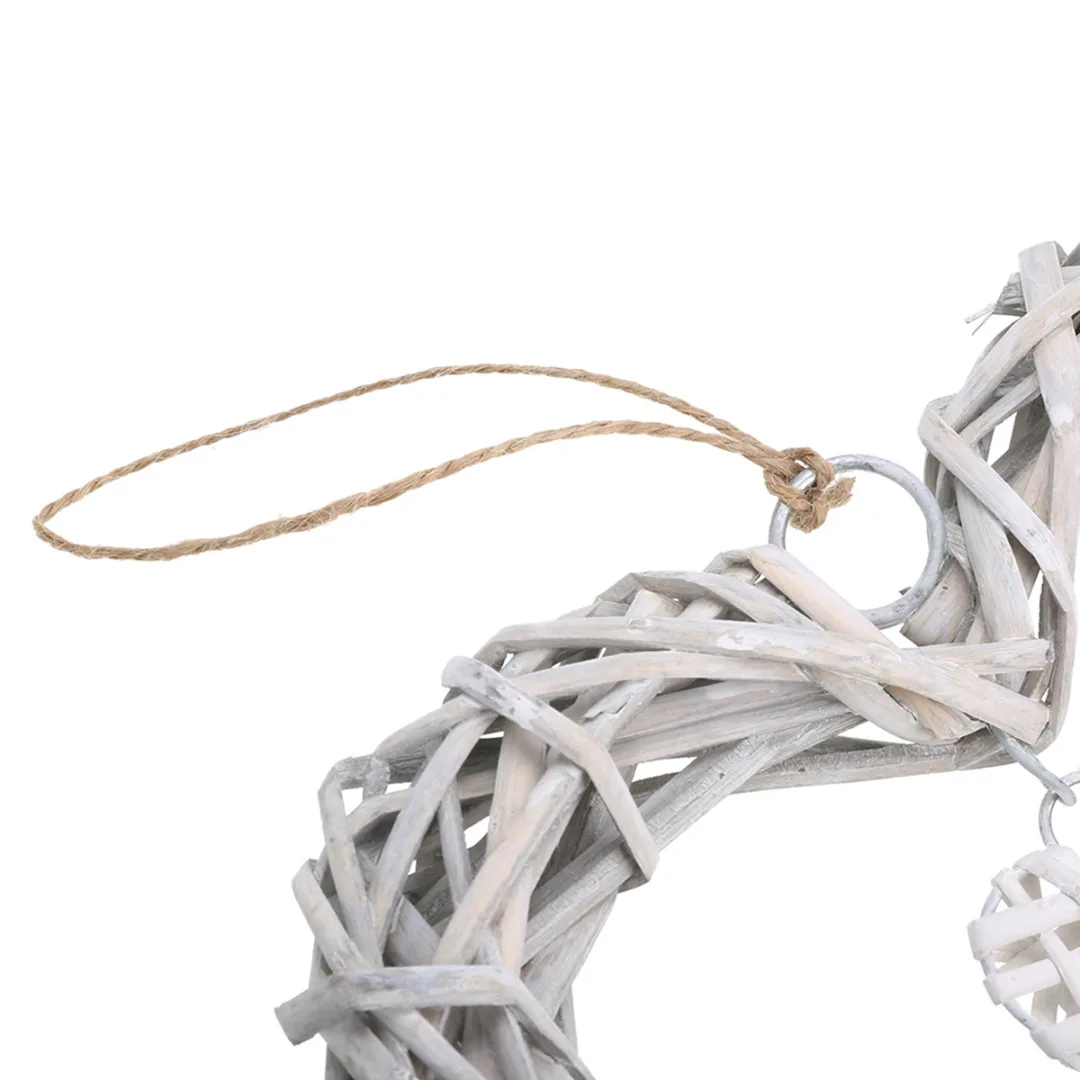 Chic Wicker Hanging Hearts Gray White Artificial Wreaths DIY Heart Wicker for Wedding Birthday Party Wall Hanging Decoration