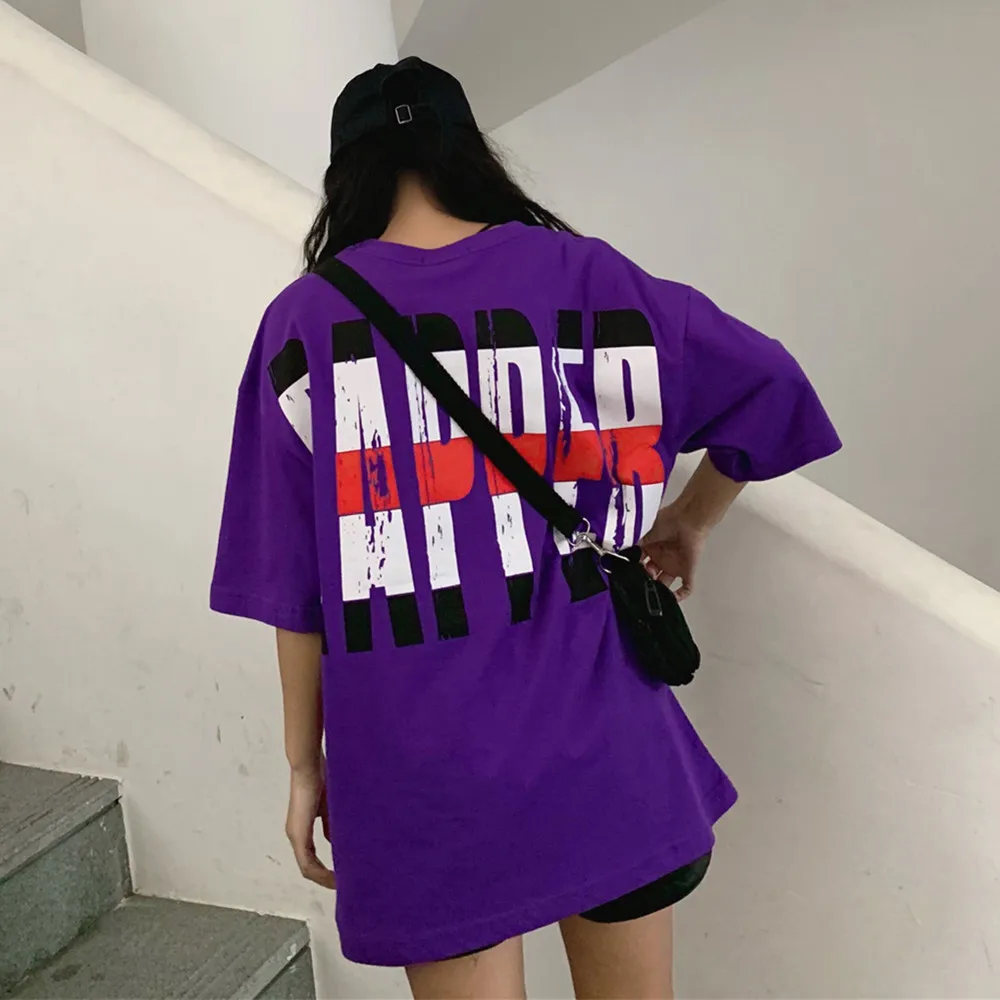 Harajuku футболка оверсайз с мультяшным принтом футболки коротким рукавом в