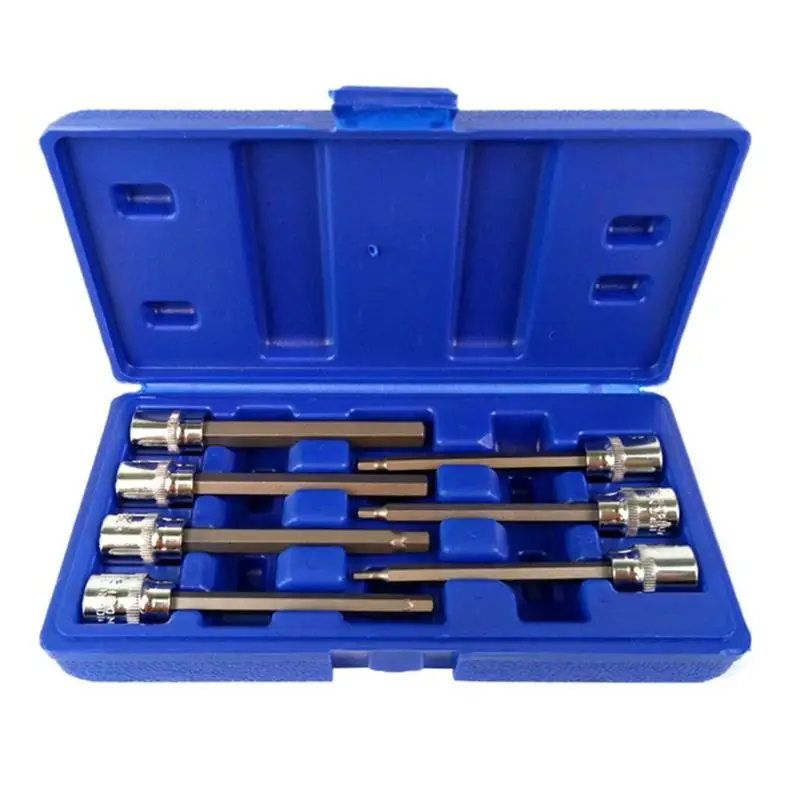 

7pcs 4-10mm Chromium Vanadium Steel Hex Bit Socket Wrench Set Spanner Extension Bar Combination Tool Kit