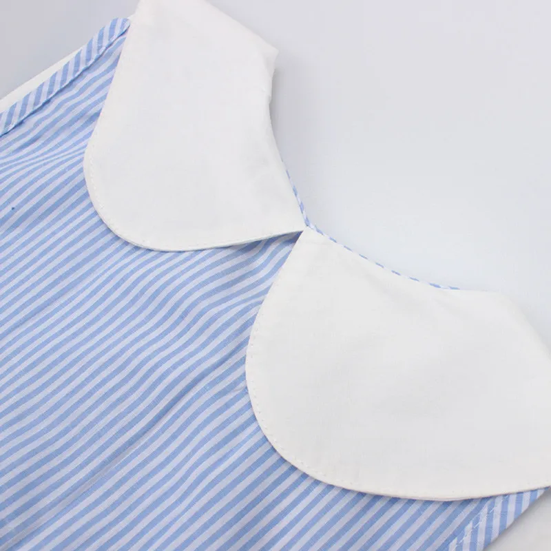 Fashion Embroidery Cherry Turn-down Collar Sleeveless Striped Dress Cotton Infant Princess Toddler Baby Girls Clothes Dresses Fashion Embroidery Cherry Turn-down Collar Sleeveless Striped Dress Cotton Infant Princess Toddler Baby Girls Clothes Dresses