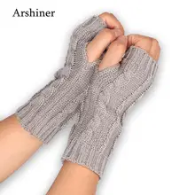 Варежки без пальцев, вязаные, 1 пара, зимние теплые, мягкие, модные, теплые, женские перчатки, практичные, повседневные перчатки, длинные руки, женские, Осенние