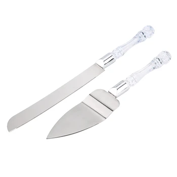 

2Pcs Stainless Steel Cake Shovel Cutter Knife Set Wedding Cake Spatula Baking Kitchen Tool