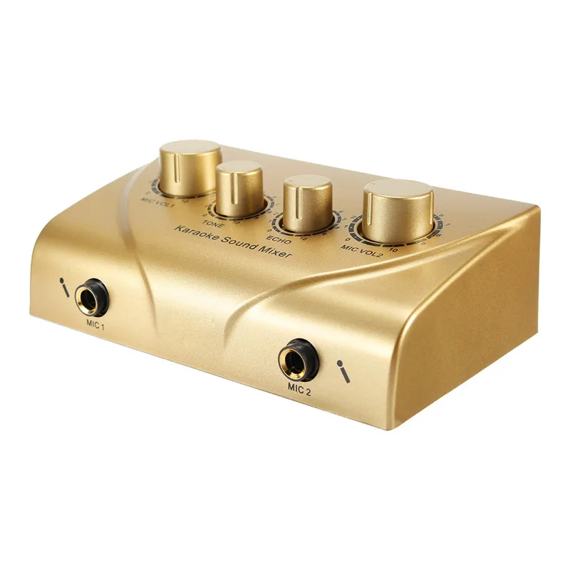 

Microphone Sound Mixing Amplifier Dual Mic Inputs Preamplifier Portable Karaoke Audio Mixer Mini Audio System For Family KTV