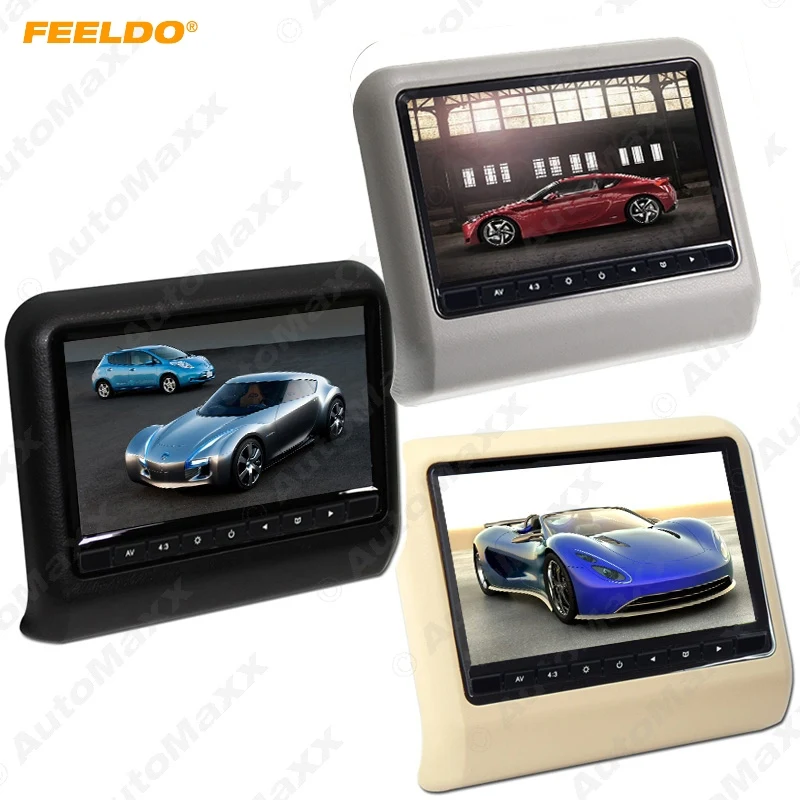 

FEELDO 1set 9 Inch Universal Car Headrest Monitors Digital LCD AV HD Monitor With Remote Control 3-Color Optional#3857