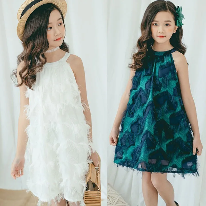 

Teenage Girls Summer Dress Size 10 12 14 White Party Wedding Little Girls Dresses Princess Kids Clothes Age 4 6 8 Green Clothing