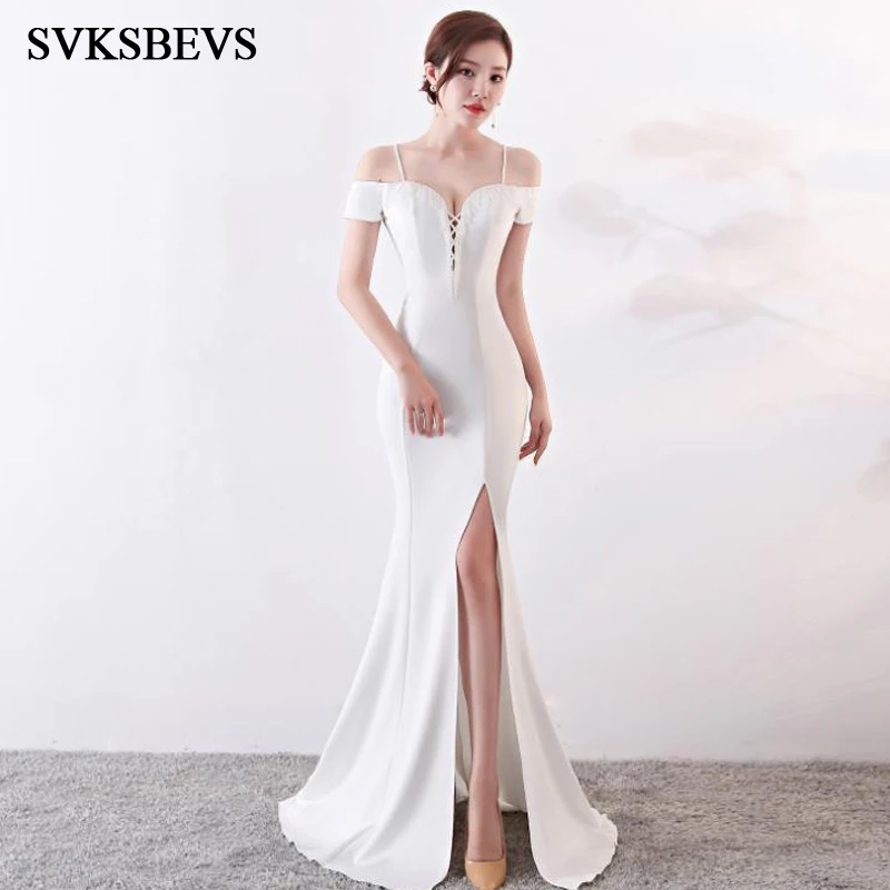 

SVKSBEVS Bandage Deep V Neck 2019 Sexy Split Mermaid Long Dresses Crystal Tassel Spaghetti Strap Party Maxi Dress