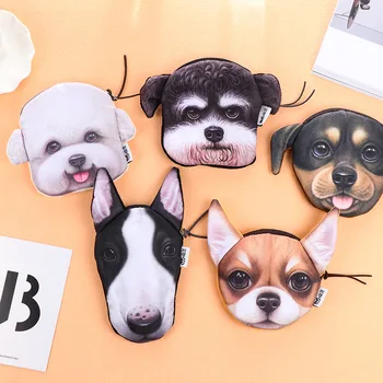 

New Cartoon Dog Zipper Earphone Storage Bag Case For Headphone Earbuds Key Coin Holder Earphone Protector USB Cable Organizer