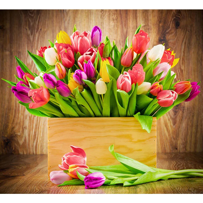 

5D Diamond Embroidery Tulip Flowers Square Diamond Painting Landscape Cross Stitch Full Crystal Wall Painting Christmas Gift