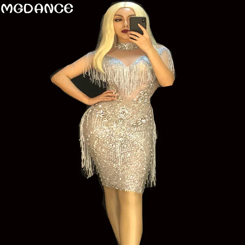 robe de soirée anniversaire Nouveau Design Maille Voir A Travers Les Franges Robe Anniversaire robe de soirée anniversaire