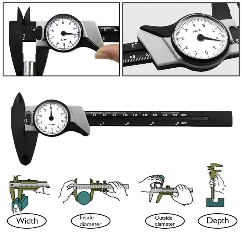 0 150mm ABS Plastic Dial Vernier Caliper Ruler High Accuracy Electronic
