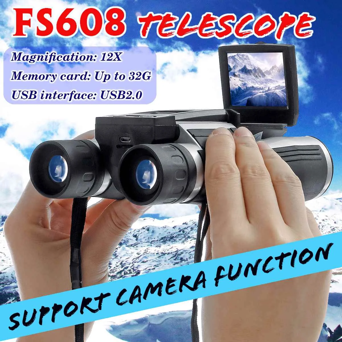 

Multifunction FS608R 2" FHD Digital Camera Binoculars 12x32 Video Recorder Camcorder LCD Telescope For Watching Hunting Spying
