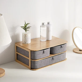 

Multi-layer drawer storage box home desktop storage cosmetic storage box bedroom living room bamboo & oxford cloth