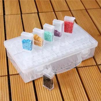 

24/64 Slots Bottles Diamond Painting Storage Box Plastic Nail Art Organizer Rhinestone Beads Case Holder Container Accessories