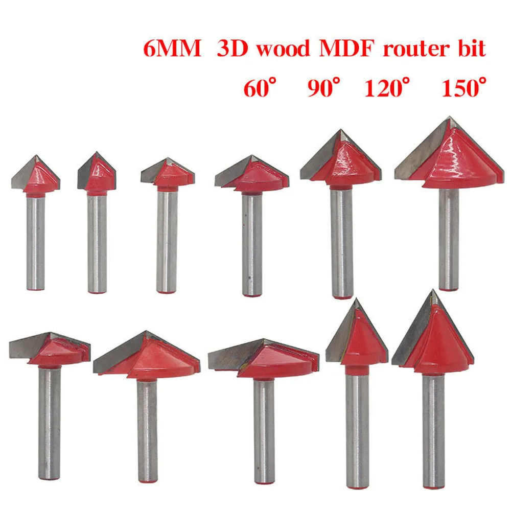 

1PCS 6mm 90-degree Woodworking V Milling Cutters Power Tool 3D Milling Cutter Three-dimensional Knife Wood Carving Knife