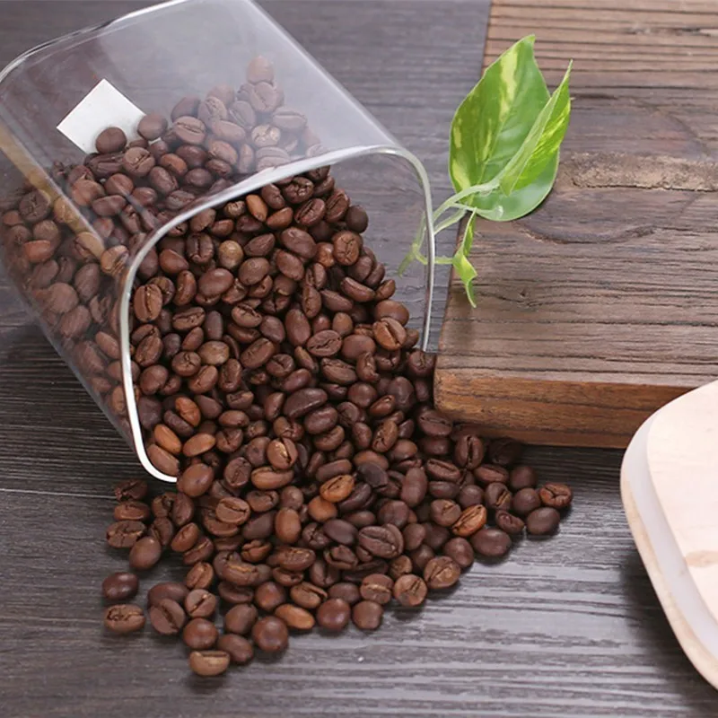 الزجاج مختومة الجرار علب مع غطاء من البامبو الشاي القهوة السكر المطبخ تخزين السائبة الغذاء مستلزمات الحاويات منظمة ميسون جرة مربع