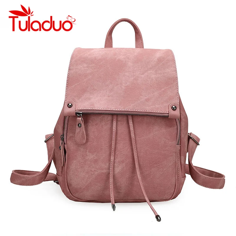 

Vintage PU Leather Women Backpacks High Quality Multifunctional Shoulder Bag Girls Female Backpack Retro Schoolbag Rucksack