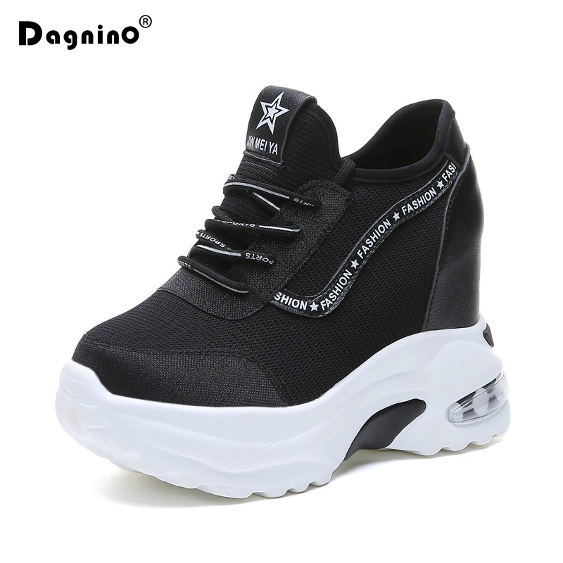 

New 2019 Fashion Spring Platform Casual Shoes For Women Mesh Breathable Wedge Heels 9CM Summer Thick Sole Sneakers Woman Sandals