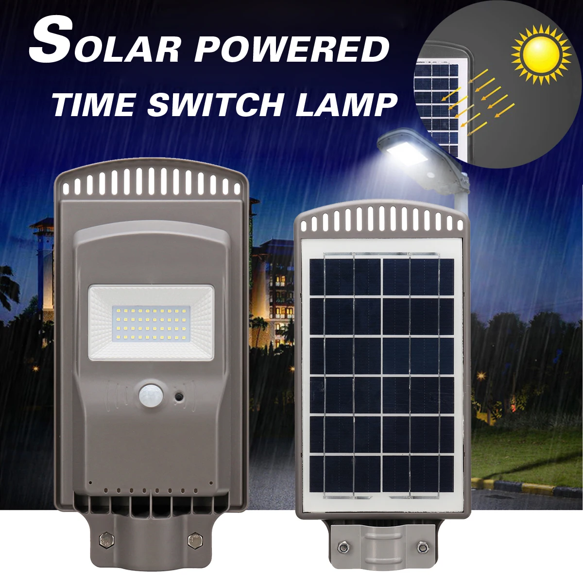 

LED Solar Street Light 20W Solar Panel All-in-1 Intelligent Time Switch Waterproof IP67 Wall Lighting Lamp for Outdoor Garden