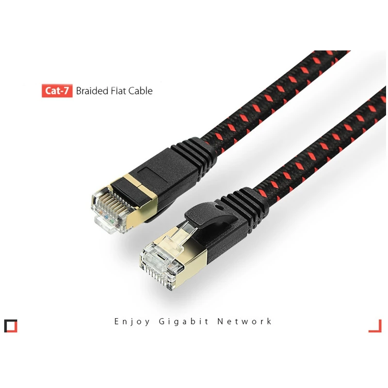 

RJ45 CAT7 Ethernet Cable 10Gbps Modem RJ45 Braided Flat Network Lan Cable Patch Cord PC Router Laptop Cable 1M/1.8M/ 3M/5M/10M