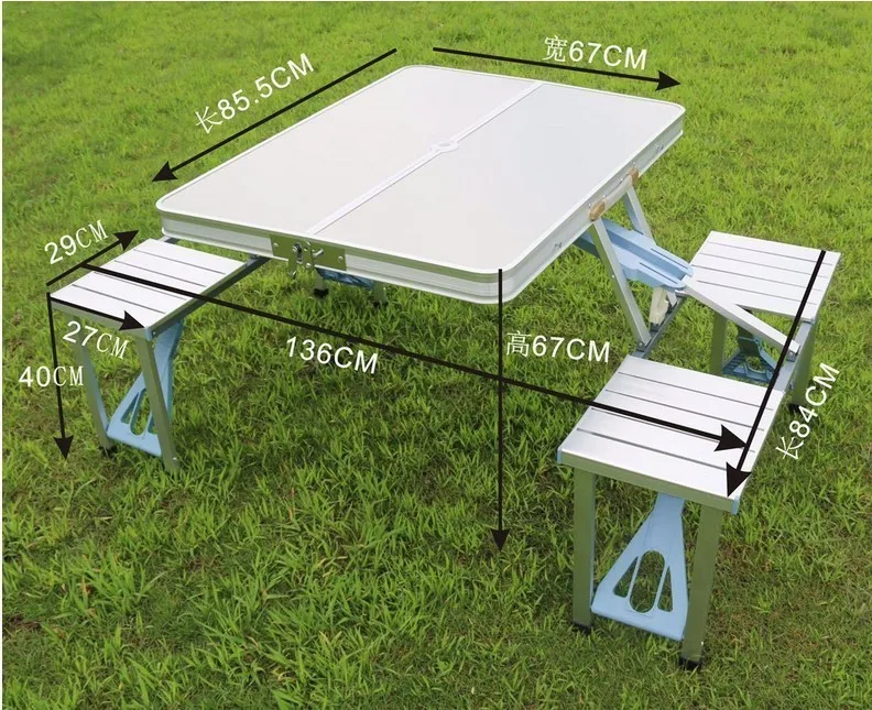 

Outdoors Travel? Conjoined Fold Tables And Chairs Portable Table Chair Aluminium Alloy Tables And Chairs Table Stall Exhibition