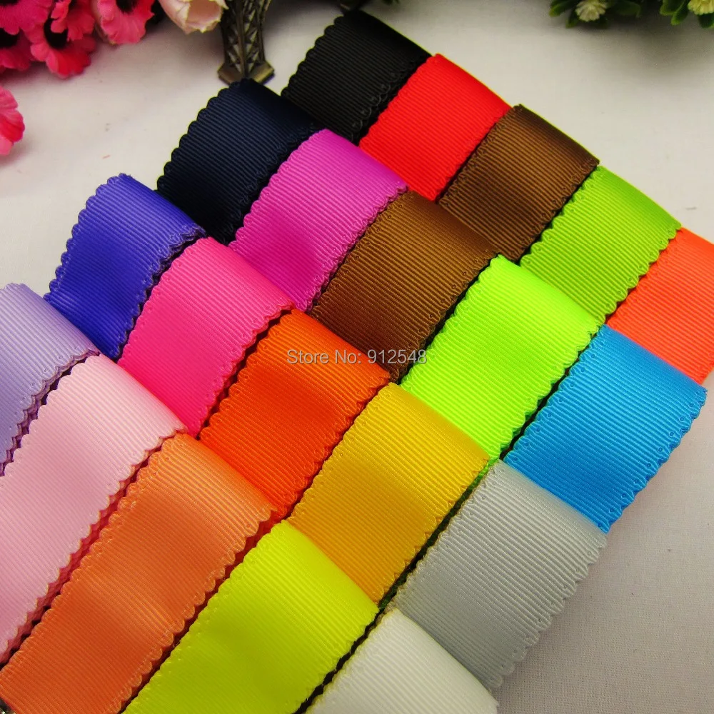 

14911212, 25mm Solid color grosgrain ribbon lace Edge, 20 color mix,DIY handmade wedding gift packaging material