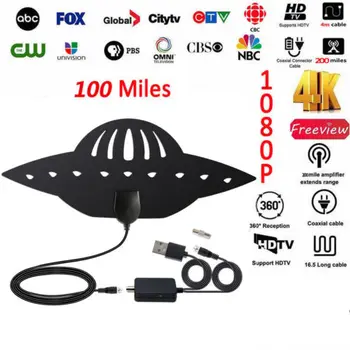 

Digital HDTV Indoor Freeview Antenna with TV Aerial Amplifier 100Mile Range-Thin TV Antenna