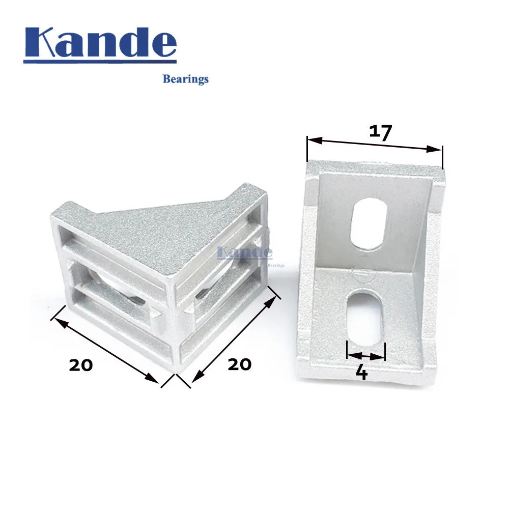 

KANDE 10pcs 2020 corner fitting angle aluminum 20 x 20 x17 connector bracket fastener match use 2020 industrial aluminum profile