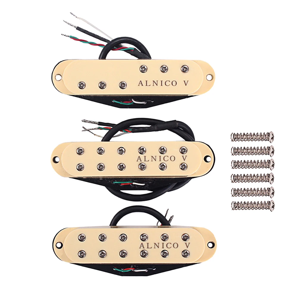 Alnico V одинарные звукосниматели Стандартный SSS Шея/средний/мост Набор звукоснимателя для Fender ST Strat Stratocaster Запчасти для электрогитары