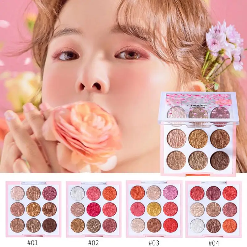 Make-up Eye Shadow Shiny Cosmetic Glitter 9 Color Cherry Blossom Mousse Eyeshadow Pearlescent Matte Make-up Plate Waterproof