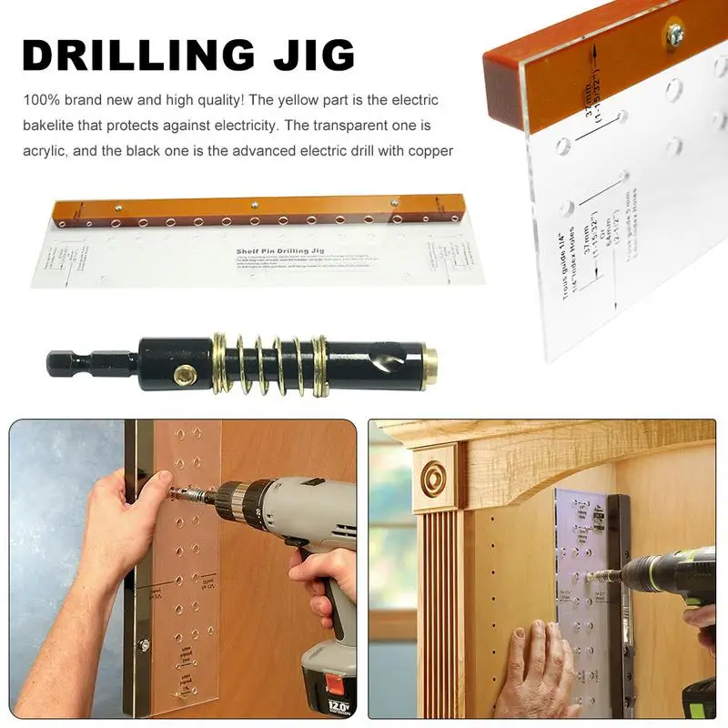 

Woodworking Projects Drilling Jig Hinge Mounting Shelf Pin Home Bit Tool Self-Centering Multifunctional Furniture Cabinet Door