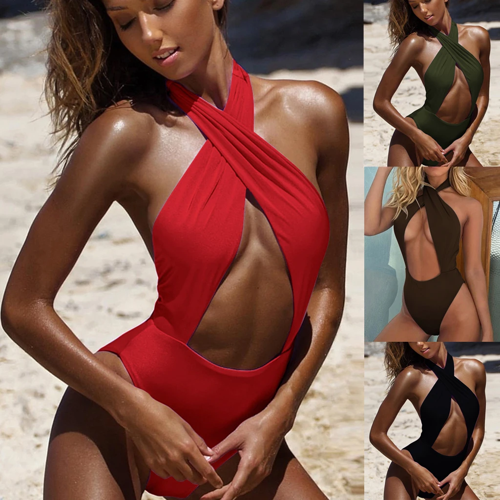 Thefound Swimwear Women Bodysuit Sexy Women One Piece Sexy Jumpsuit Playsuit Push Up Bandage Clubwear Monokini Bathing Suit