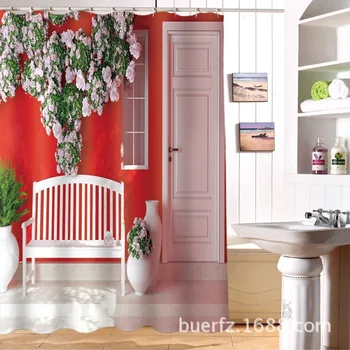 

Wall decorative flower rattan waterproof shower curtain polyester shower curtains bathroom curtain free shipping