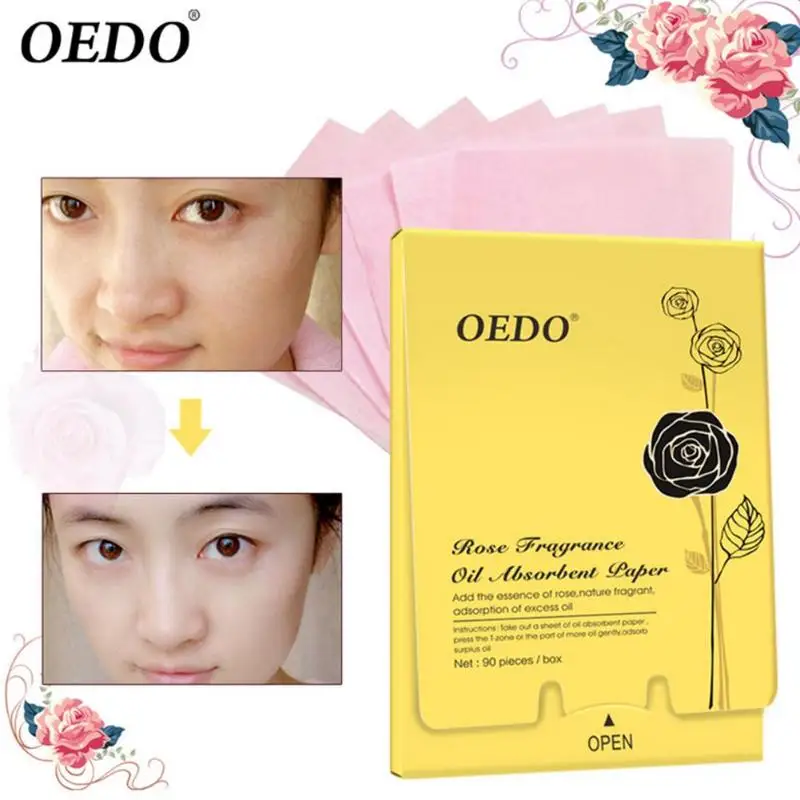 90pcs/Box Rose Fragrance Oil Absorbent Paper Face Care Oil Absorbing