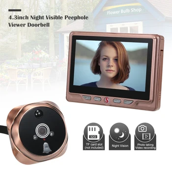 

4.3inch Night Visible Peephole Viewer Doorbell Battery Operated(External) Door Viewer 120 Degree Angles Door Bell Ring