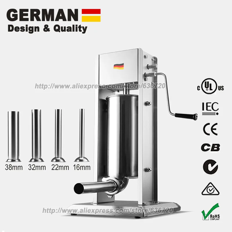 

G1112 Big Bite 7/11/15/22/33-Pound Stainless Steel Dual Gear Vertical Sausage Stuffer