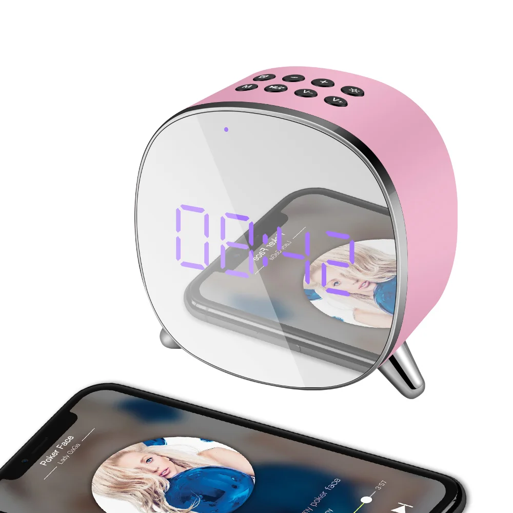 Bluetooth стерео динамик зеркальная поверхность Altavoz LED Будильник с AUX TF портативный