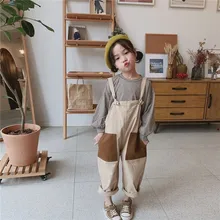 Комбинезоны для малышей; повседневные свободные брюки; комбинезон для маленьких мальчиков и девочек; сезон весна-осень; одежда с большим карманом с обеих сторон; комбинезоны для девочек;