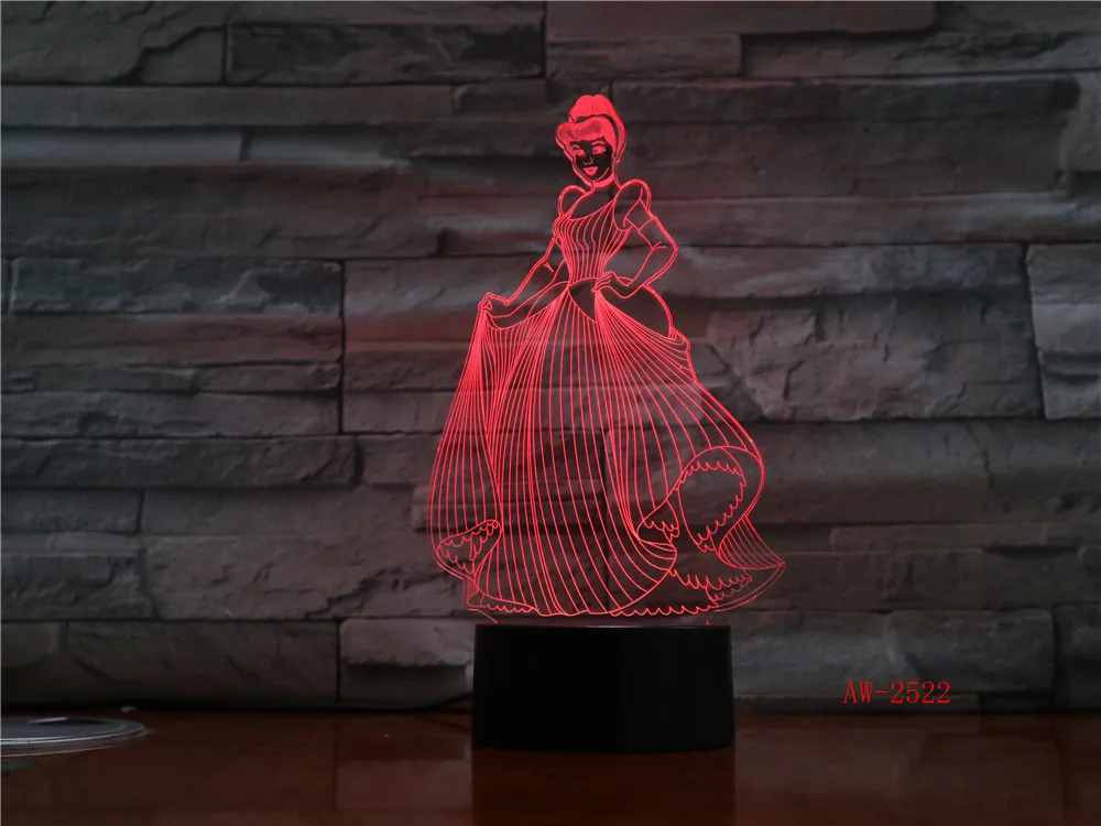 Фигурка принцессы Cindirella Usb 3d светодиодный ночсветильник украшение для девочек