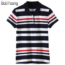 BabYoung Летние повседневные Поло женские топы полосатые хлопковые рубашки поло Femme Polo Mujer рубашка с отложным воротником и длинными рукавами 4XL