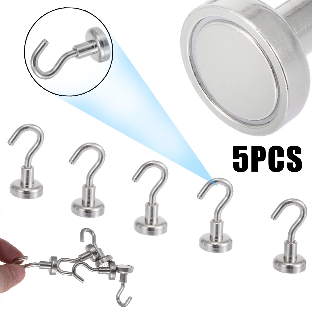 5PCS Super Hooks 16mm Powerful Hanger 5KG Suction Hook
