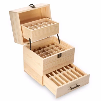 

3 Layers Wooden Storage Box Carry Organizer Storage Box Essential Oil Bottles Aromatherapy Container Metal Lock Jewelry Treasu