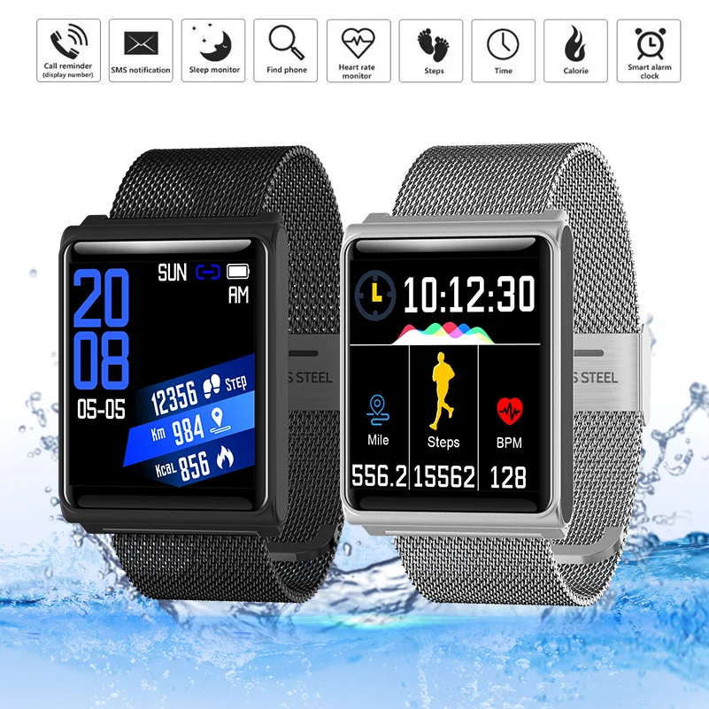 

GZDL Bluetooth Sports Smart Watch Stainless Wristwatch Heart Rate Blood Pressure Monitor WT8335