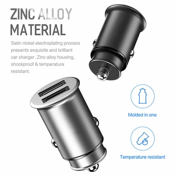 

4.8A Fast Quick Charging Dual USB Car Charger Metal For iPhone XR XS Max Quickly Car Charger For Samsung Galaxy S10 S10e plus