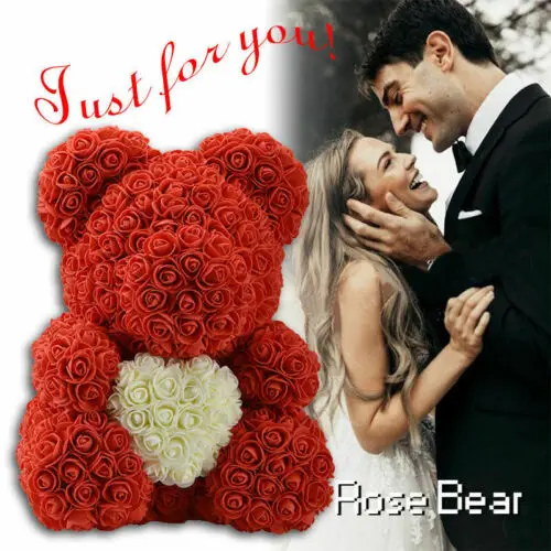 

Romantic Valentine's Day Gift Pink Rose Bear Flower Teddy Toy 40cm Gift Box Set For Valentine's Day 521 520