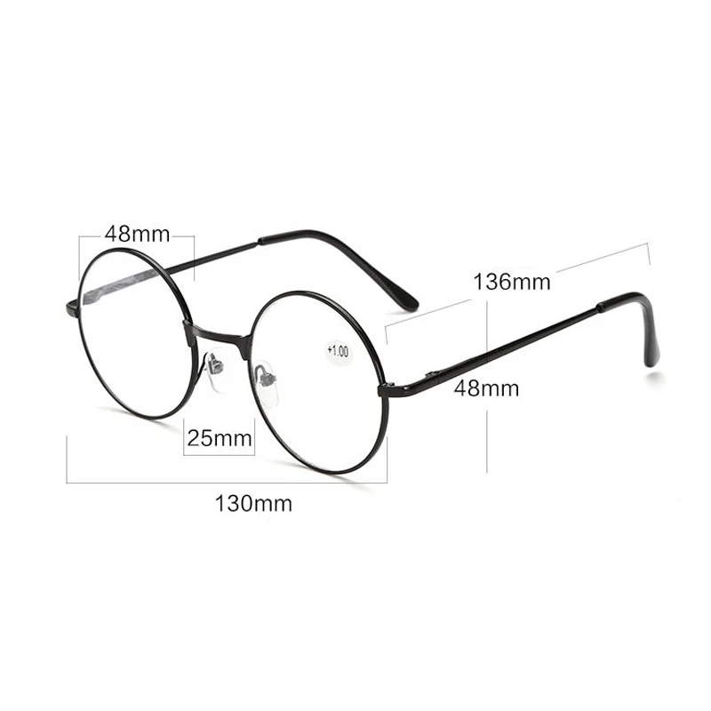 Reading Glasses Retro Metal Round Reading Glasses Finished Diopter +1.0 1.5 2.0 2.5 3.0 3.5 Unisex Reading Presbyopia Glasses Women Men