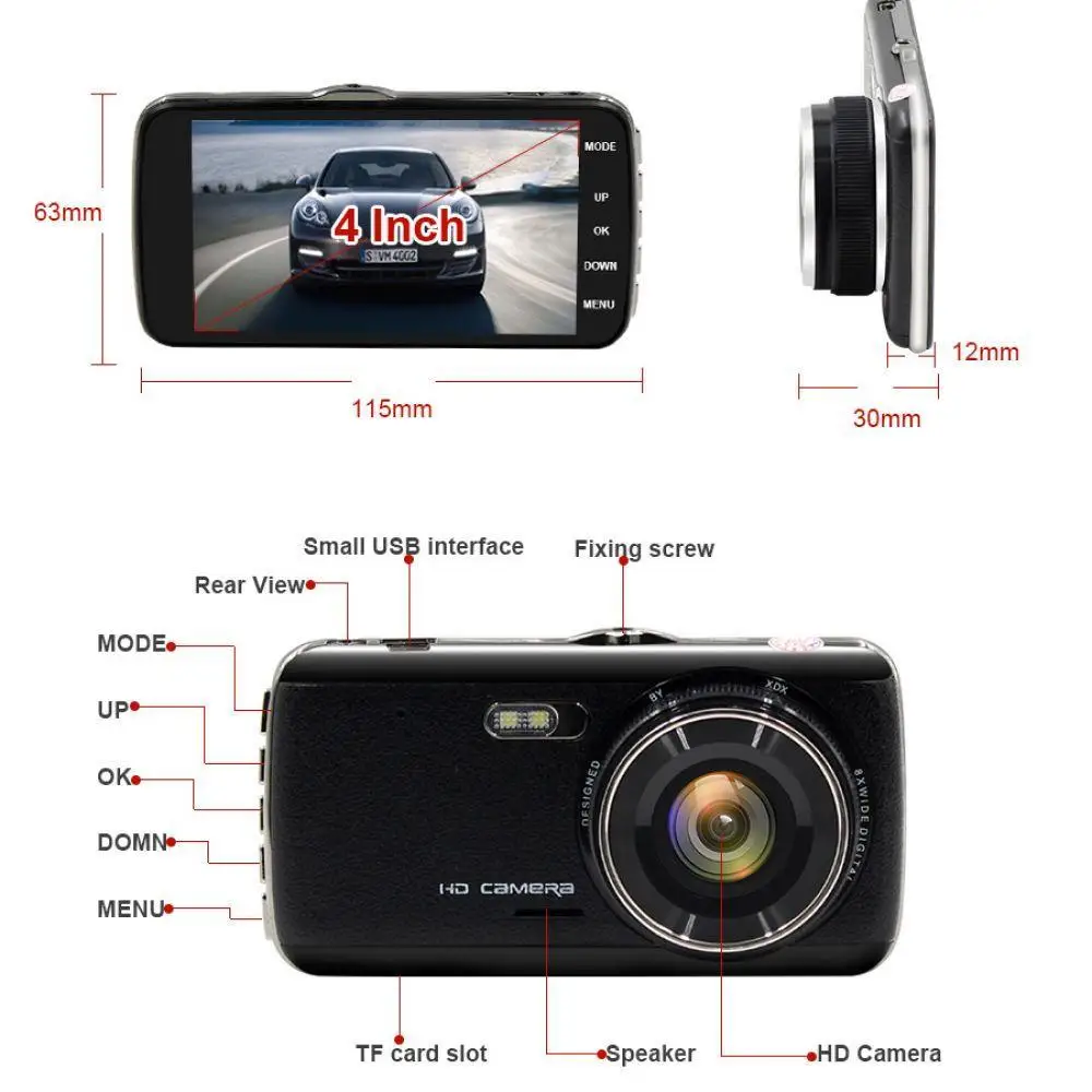 4 дюйма ips экран ADAS Видеорегистраторы для автомобилей Full HD 1926 P двойной Камера